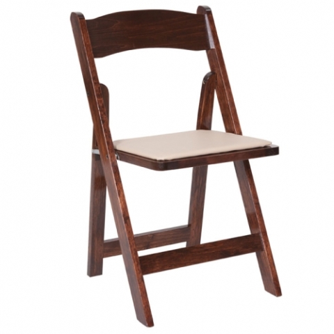 Fruitwood madera plegables silla con asiento acolchado